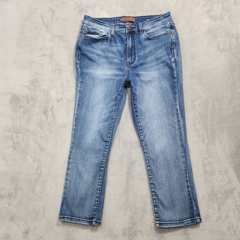 Judy Blue Jeans Womens 11/30 Blue Mid Rise Skinny Fit Capri Stretch Denim Casual